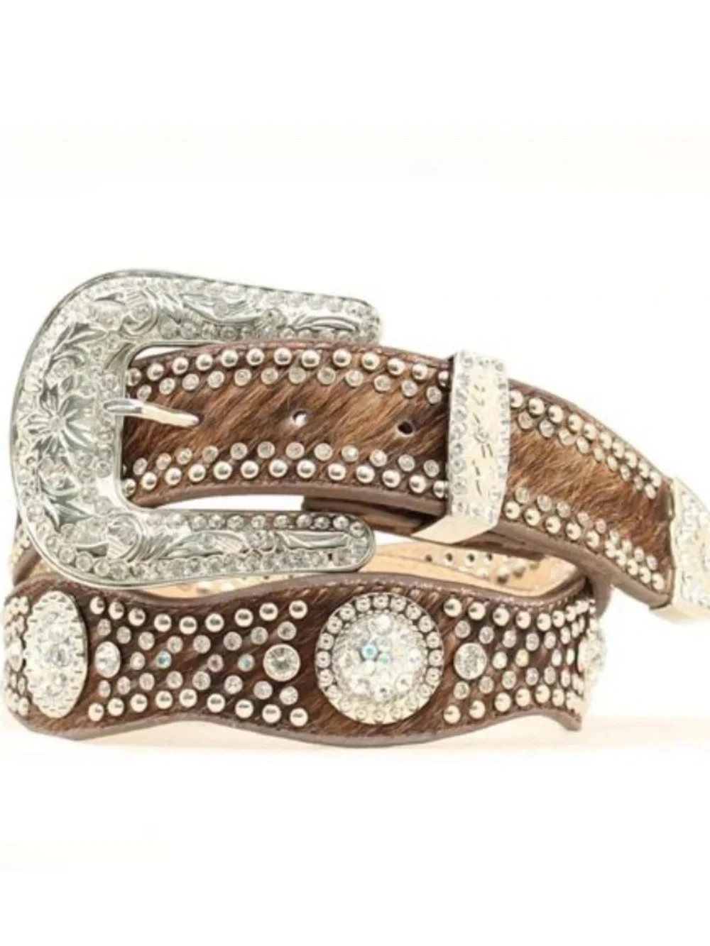 Nocona Ladies Scalloped Brown Hair-On Leather Belt N3416102